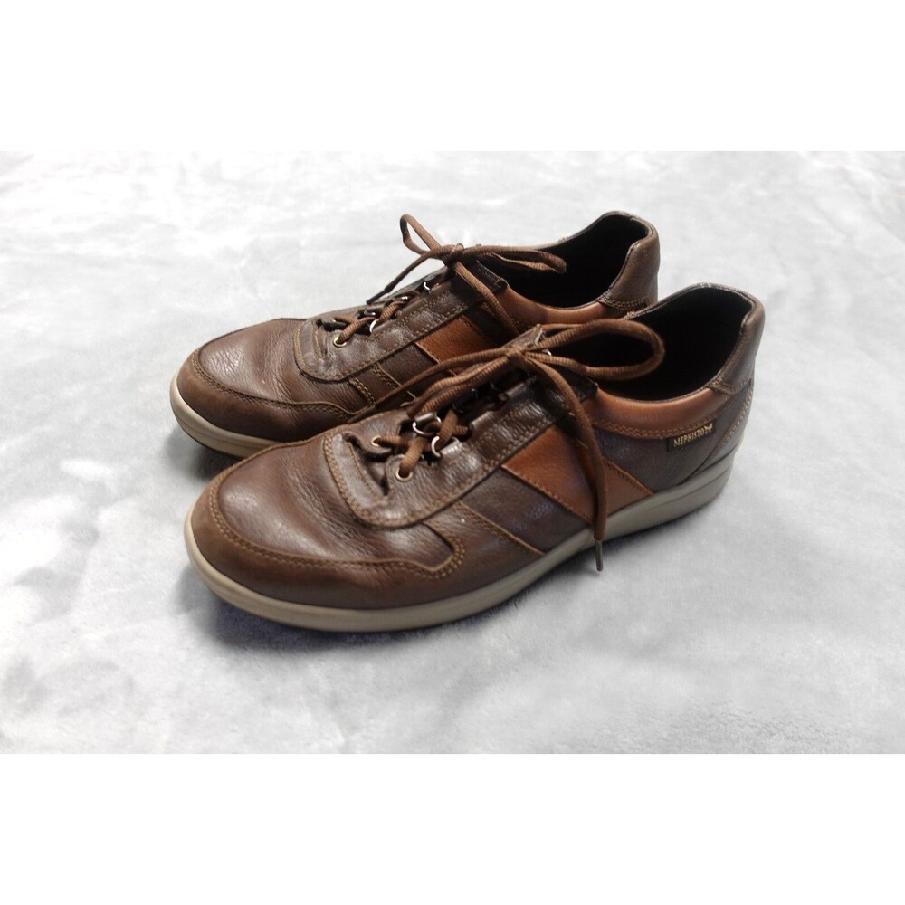 Mephisto Men's Valerian Casual Sneaker Shoes Dark Brown Runoff Leather Size 10.5